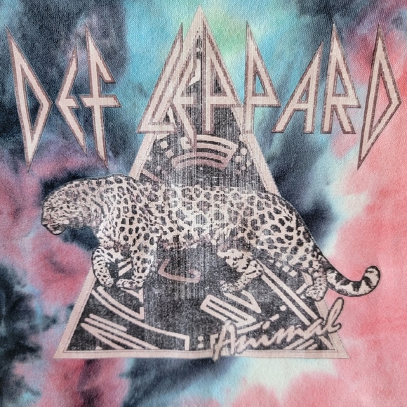 Def Leppard Cropped Tie Dye Sweatshirt Pink Blue Black Size medium - Picture 4 of 5